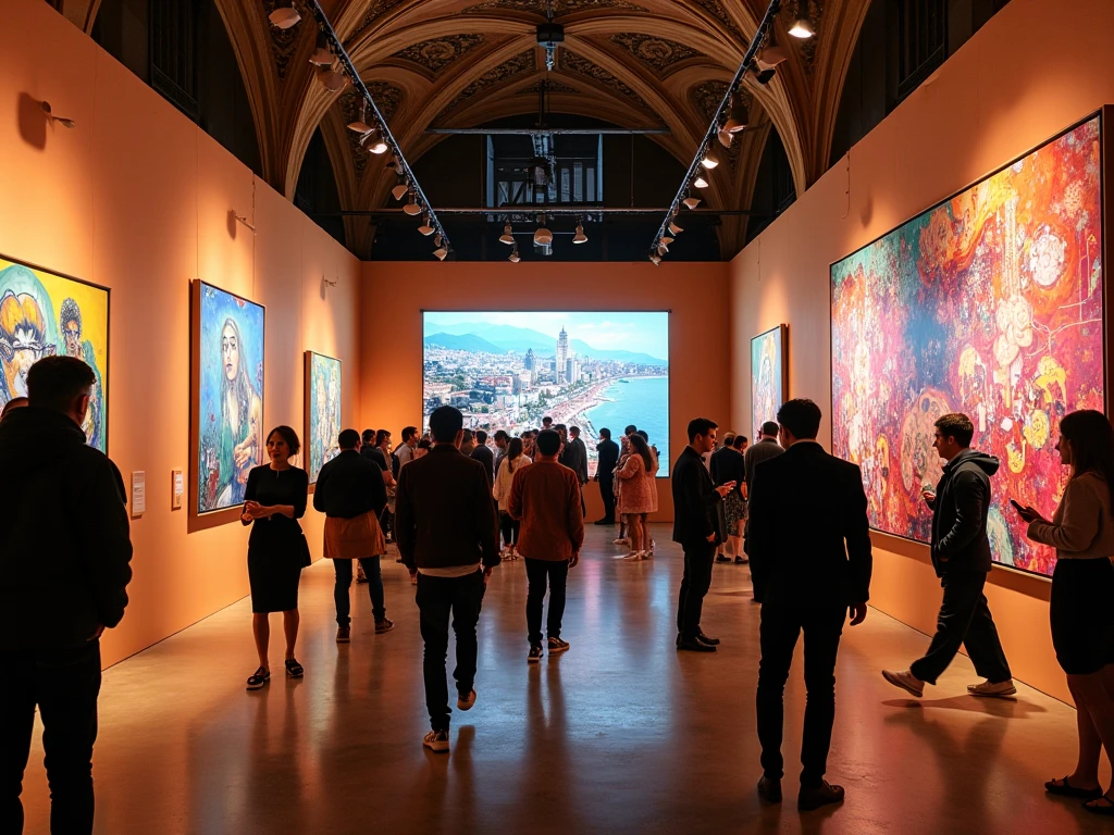 Cultural event with art gallery exhibition