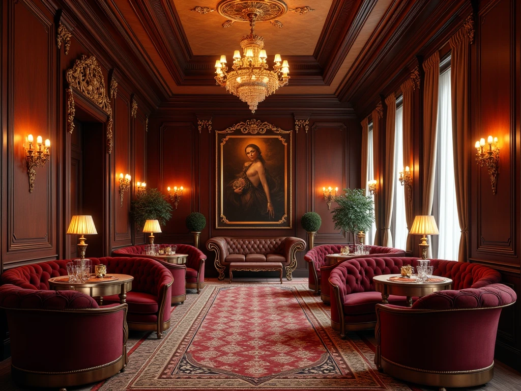 Elegant private club interior with luxury furnishings